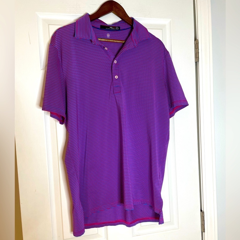 RLX RALPH LAUREN GOLF Polo in pink and blue stripe - Large